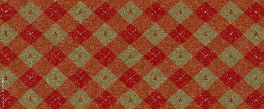Red and golden diamond checkered mosaic abstract pattern surface texture with checkered abstract background