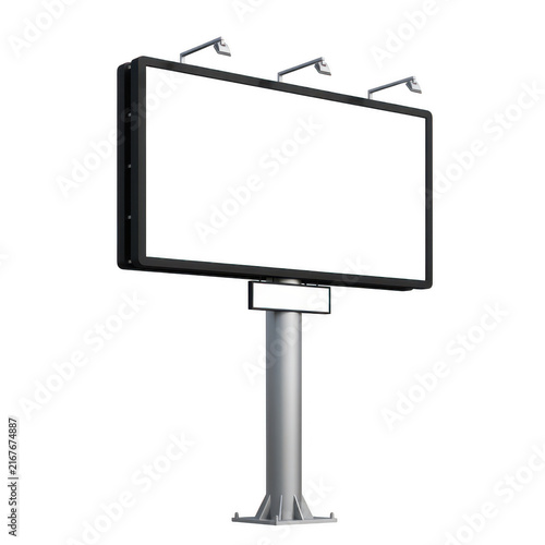 Blank outdoor advertising billboard sign with lights isolated on white background isolated on transparent background