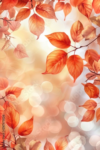 Vibrant orange leaves create a seasonal background for an autumn scenery