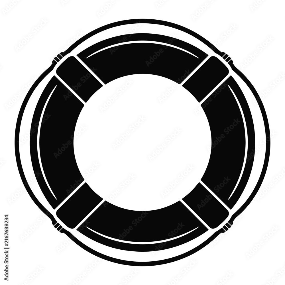 Naklejka premium A circular life preserver with segmented details is shown as a silhouette