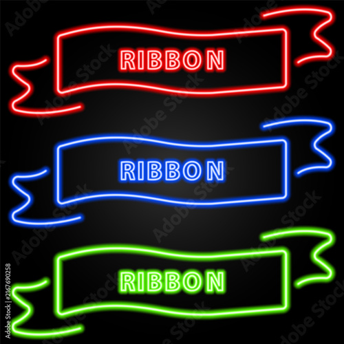 ribbon banner frames red blue green vector set