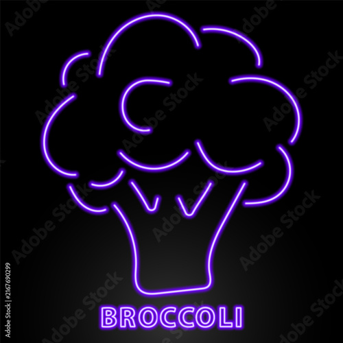 neon broccoli vegetable glowing sign