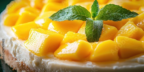 Creamy Mango Cheesecake, freshly prepared and deliciously enticing