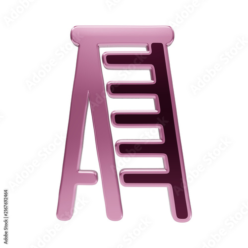 3 d rendered pink stepladder featuring metallic glossy surfaces and smooth rounded corners for construction and repair concepts isolated on a transparent background