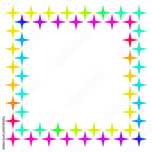 Rainbow light star frame 3d rendering.