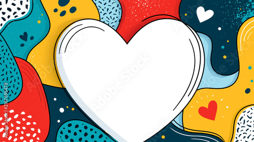 Thank you teachers appreciation graphic with a white heart surrounded by bold abstract school-themed colors, educator gratitude, appreciation week, modern poster design, with copy