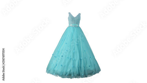 Fotografía Elegant turquoise ball gown dress with v-neckline and voluminous layered skirt t