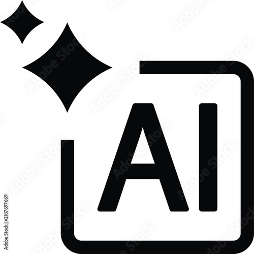 AI icon with sparkles in flat style.