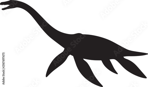 Black silhouette of an plesiosaur.