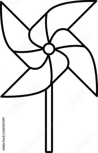 Paper pinwheel toy icon in line style.