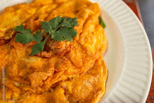 Thai Style Omelet With Rice Outdoor Scene