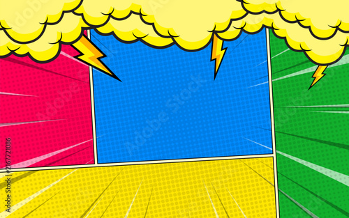 Abstract background with colorful and halftones. Comic style background.