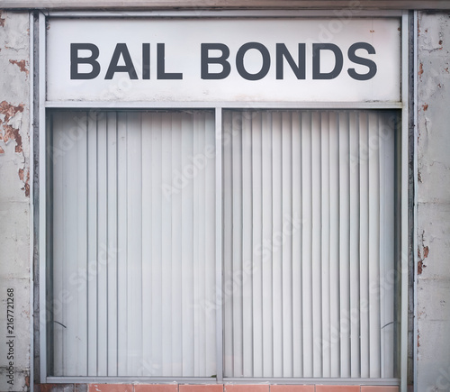 Canvas Print Grungy Downtown Bail Bonds Storefront
