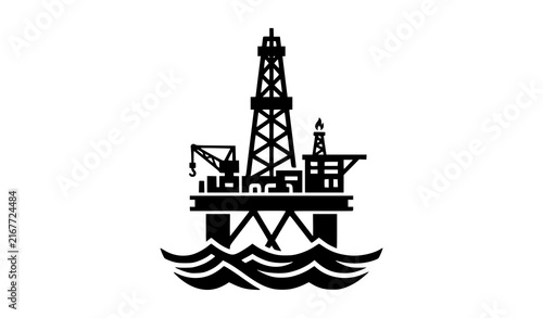 Offshore Oil Platform Vector Icon for Petroleum Industry