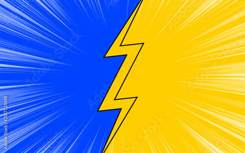 Versus comic book background. pop art battle background with lightings. Fighting split comic backdrop.