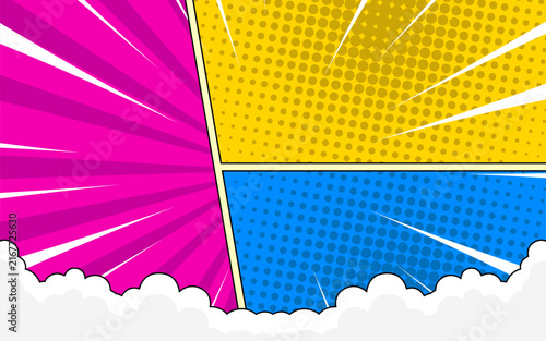 Blank colorful comic abstract background template.