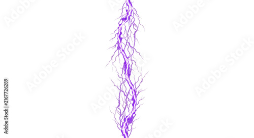 Konstfotografi Vibrant purple lightning bolt striking down with intricate branches