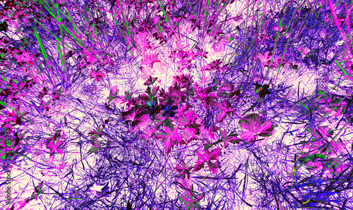 Принти на полотні "The Silence of Melting," a poetry themed image featuring wild flowers and grass rendered in vivid hues