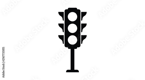 Traffic light with three illuminated circles black silhouette