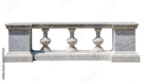 Cuadro en lienzo Ornate marble balustrade with carved balusters, isolated on transparent backgrou