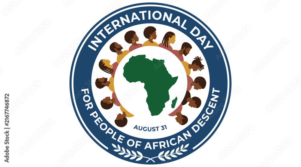Fototapeta premium International day for people of African descent emblem vector illustration on white background
