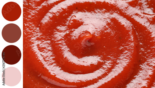 Food texture and culinary background  close-up of vibrant red ketchup swirl  sauce and condiment for cooking and dining