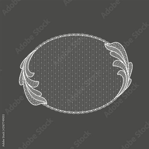 Lace decoration element.White lace frame tamplate frame..Vector handmade white lace branches with fbranch.