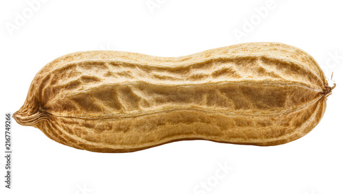 Quadro su tela Whole peanut in shell with textured brown skin, isolated on transparent backgrou