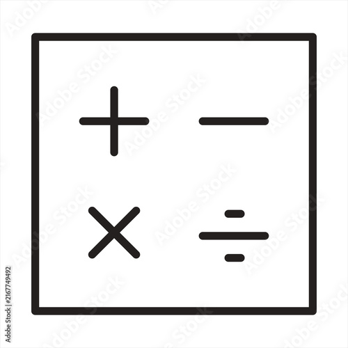 Fotografie Black outline calculator math symbols icon showing addition subtraction multipli