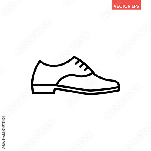 Men's oxford dress shoe line icon, simple formal business leather footwear  flat design vector pictogram, infographic interface elements for app logo web button ui ux isolated on white background