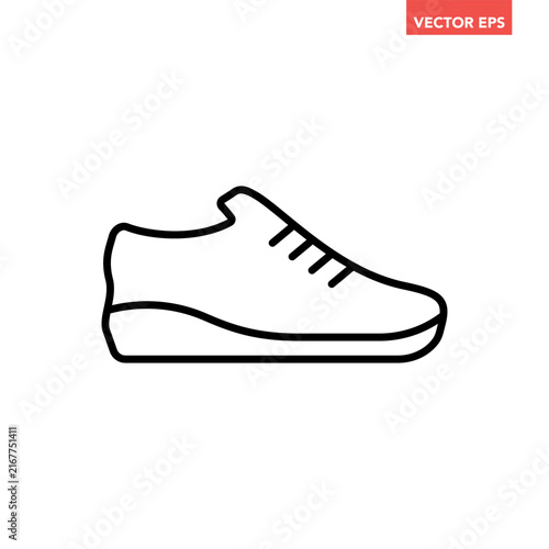 Running sport shoe line icon, simple athletic sneaker footwear flat design vector pictogram, infographic interface elements for app logo web button ui ux isolated on white background