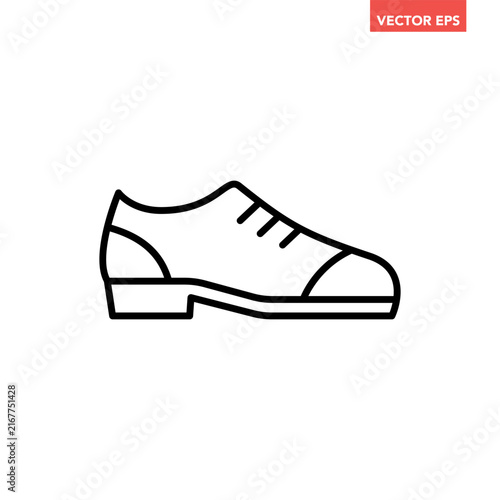 Men's oxford dress shoe line icon, simple formal business leather footwear  flat design vector pictogram, infographic interface elements for app logo web button ui ux isolated on white background