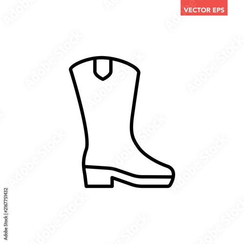 Cowboy boot line icon, simple western style footwear flat design vector pictogram, infographic interface elements for app logo web button ui ux isolated on white background