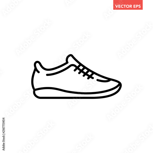 Running shoe line icon, simple athletic sneaker sport footwear flat design vector pictogram, infographic interface elements for app logo web button ui ux isolated on white background