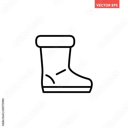 Winter boot line icon, simple insulated cold weather footwear flat design vector pictogram, infographic interface elements for app logo web button ui ux isolated on white background