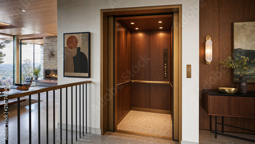Elevator in Mid Century Modern Home