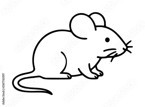 Cuadro en lienzo Cute mouse vector icon featuring a simple line art illustration of a small rodent with large ears and a long tail, perfect for minimalist graphic design projects and animal themed web elements
