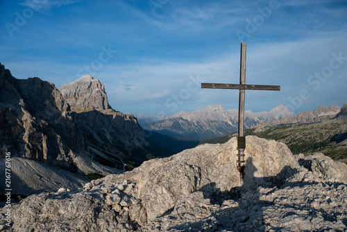 Sass de Stria, Veneto, Italy. It stands 2,477 meters high. During World War I, the area was the scene of fighting between Italy and Austria-Hungary.