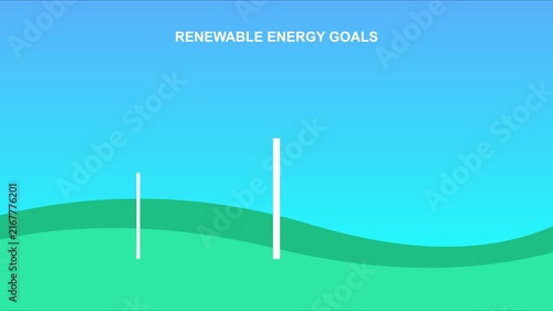 Renewable energy goals animation: wind turbine power generation concept for sustainable future and green technology solutions 4k