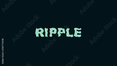 Ripple text animation with wavy liquid distortion effect on dark 4k background