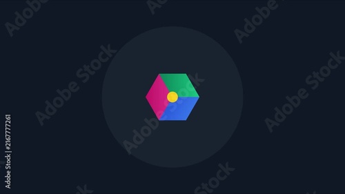 Rotating colorful 3 d cube animation on dark 4k background, for modern tech, branding and digital interface