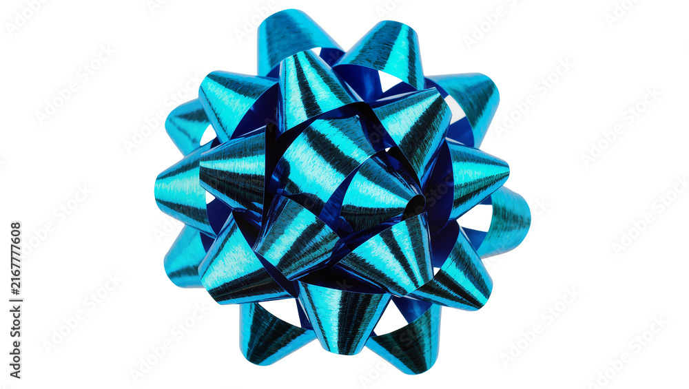 Naklejka premium Shiny metallic blue gift bow isolated on transparent background