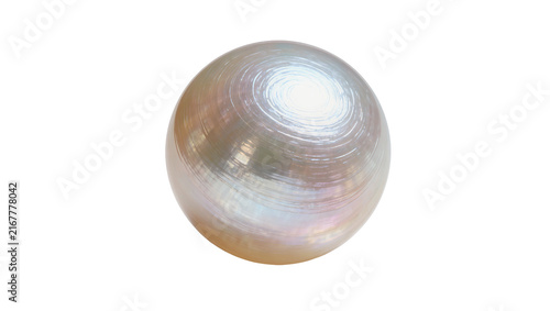 Cuadro en lienzo Single iridescent pearl with swirling texture, isolated on transparent backgroun