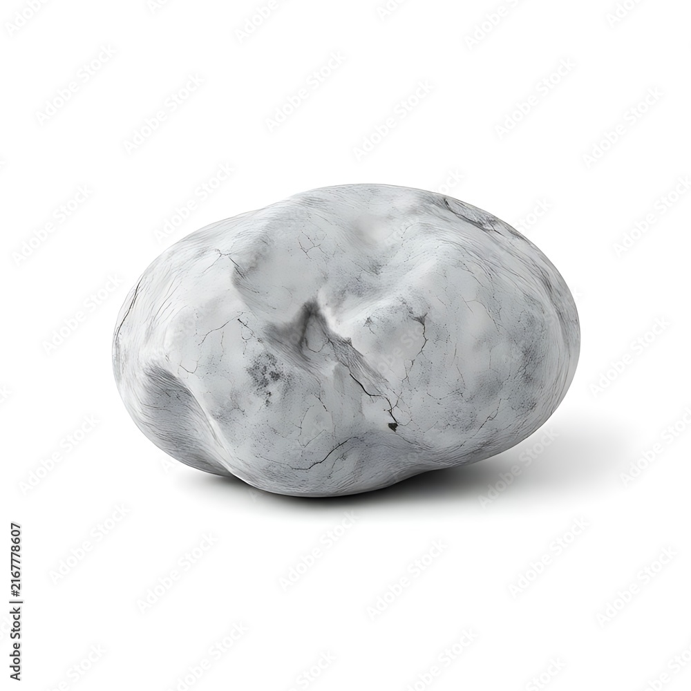Fototapeta premium Smooth white marble pebble with natural gray veining