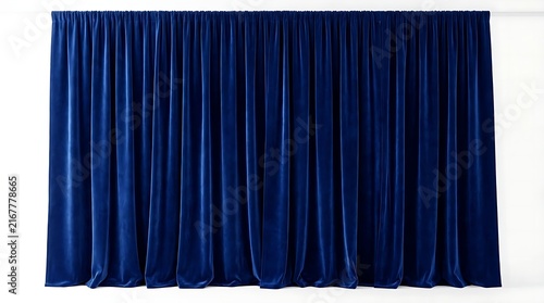 Dark blue velvet curtain drapes hanging in soft vertical folds for a professional stage or event backdrop display