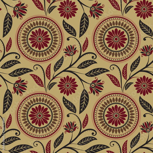 african textile seamless pattern art, circle abstract image and background, fashion artwork for print