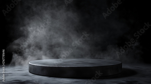 Misty steam in dark room