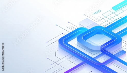 Modern Tech Workflow Abstract Background with Blue Interconnecting Network Lines