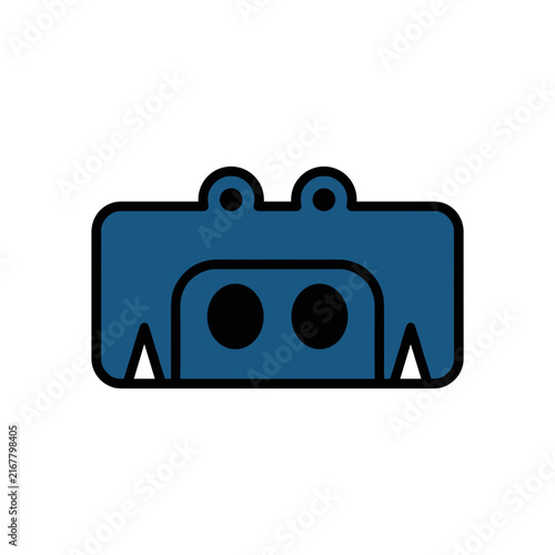 Blue Hippo Face Icon Simple Vector Illustration.