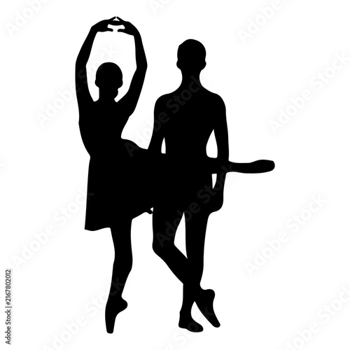 Bild auf Leinwand Silhouettes of Ballet Dancers Performing on Stage.